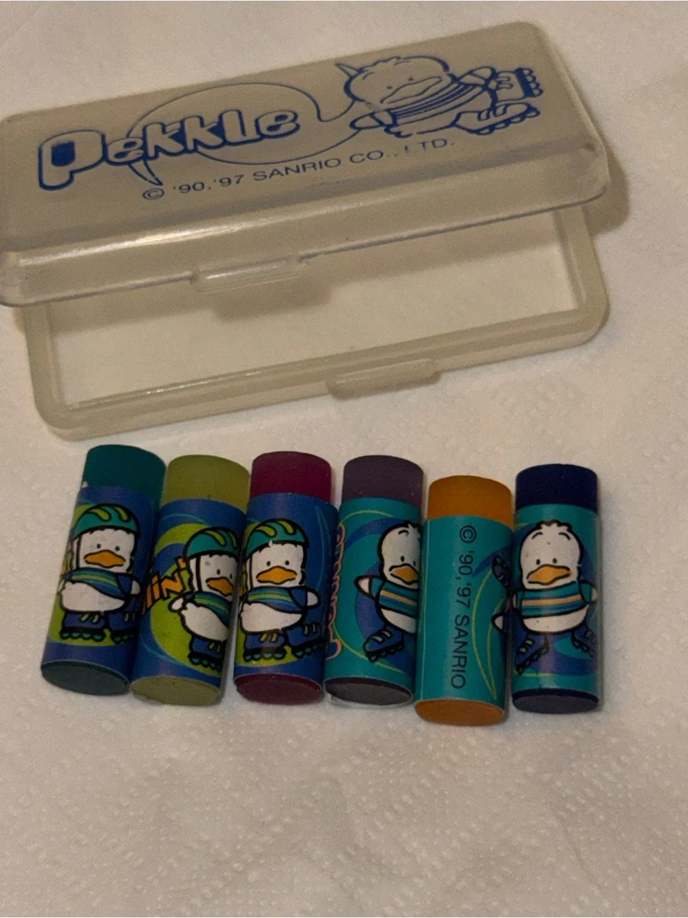 Vintage Pekkle Sanrio Multicolor Erasers Case
